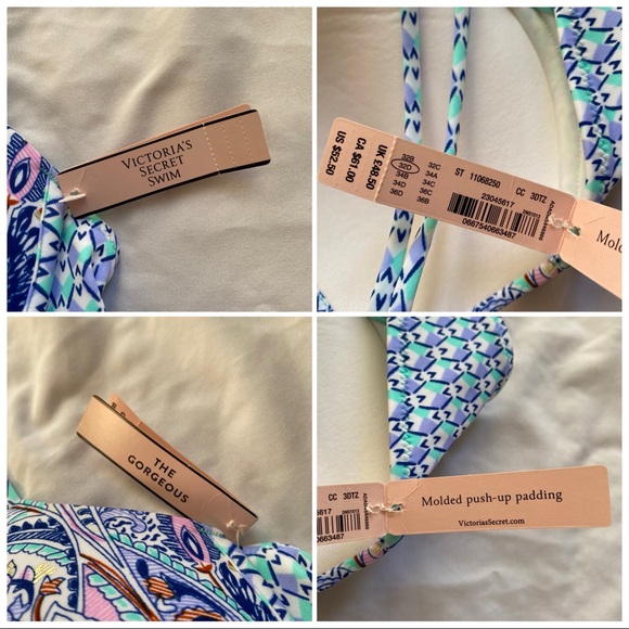 Victoria’s Secret The Gorgeous Bikini Top Strappy Tassel Blue Paisley 32D - Picture 12 of 12